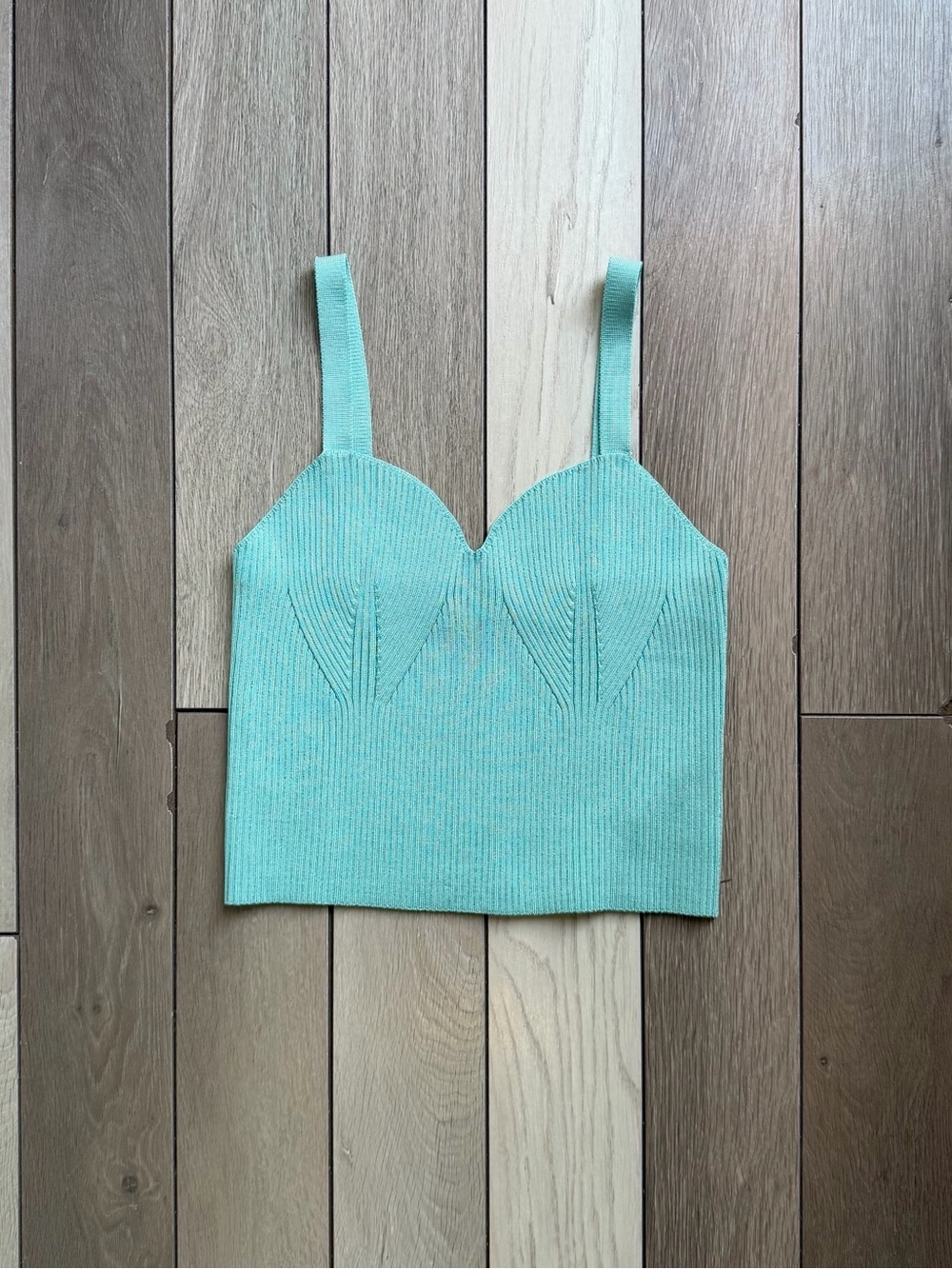 VINCE Sweetheart Rib Crop Tank In Aqua Dew